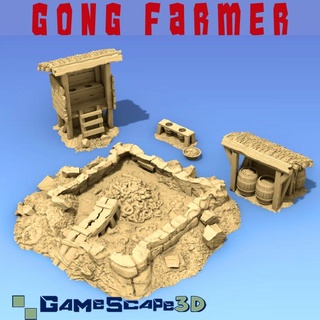gong trabajos gamescape3d baño granja Cubeta granjero fertilizante pozo curtidor bronceado negro cubo noche 3d print model - Mito3D