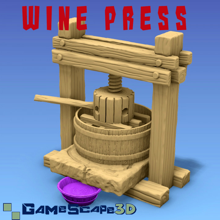 vinho pressione gamescape3d álcool Barra monge barman Winepress vinhedo viticultura 3D print model - Mito3D