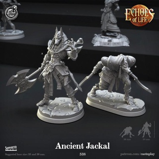ancient jackal pre-supported cast n play ancient dog fantasy d&d egipt humanoid jackal castnplay  3d print model - Mito3D
