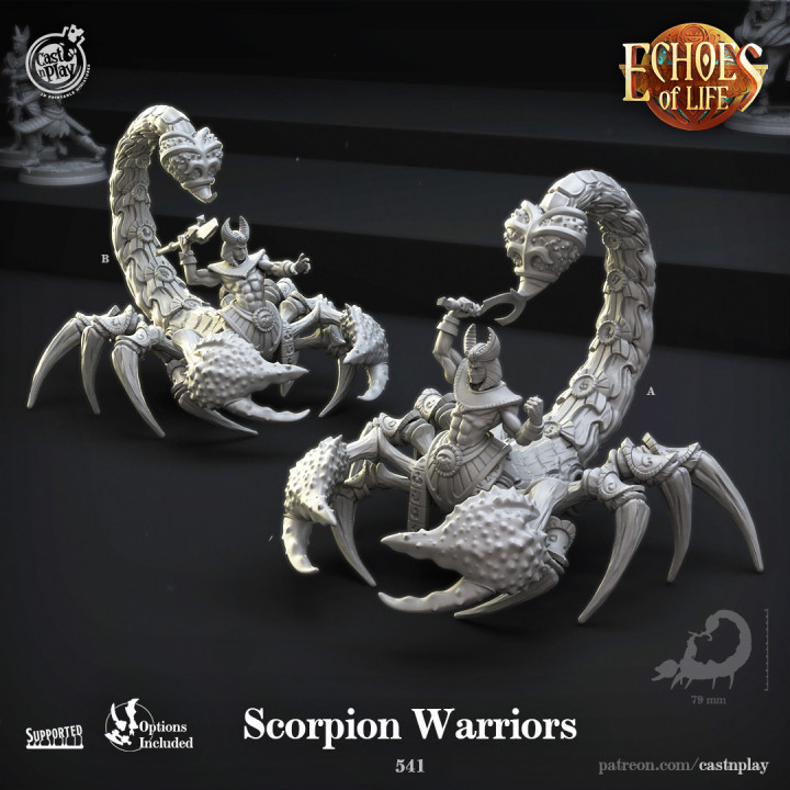 scorpion warriors pre-supported cast n play melee scorpio humanoid supported half-human 3D print model - Mito3D