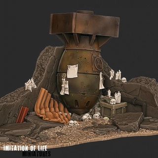 warhead shrine - post apocalyptic terrain imitation life miniatures Tabletop 3D Printable Terrain Sci-Fi warhammer worship objective bomb necromunda cult fallout holy ruins nuclear altar ruin stargrave 40000 this-is-not-a-test 3d print model - Mito3D