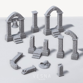 bell tower ruined archways vesna sculpts Tabletop 3D Printable Terrain Fantasy dungeons fantasy terrain ruins scenery archway 3d print model - Mito3D
