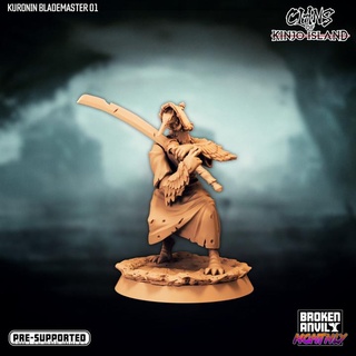 clan piega isola Kuronin blademaster 01 rotto incudine miniature tavolo personaggi creature fantasia universo giapponese spada gru asiatico dnd giochi ttrpg dnd5e 3d print model - Mito3D