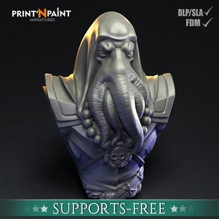 brainflayer bust leonardo escovar Tabletop Characters & Creatures Fantasy Universe Fan Art Busts horror wizard supportless mage arkham dnd pathfinder supportsfree mindflayer eldritch 3d print model - Mito3D