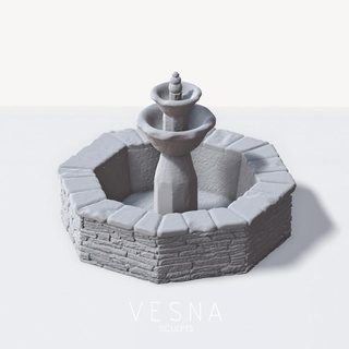 Fontaine ensemble Vésna sculpte table 3D imprimable terrain fantaisie donjons rpg paysage 3d print model - Mito3D