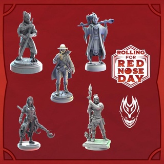 rolling red nose day - full pack grinning god Tabletop Characters & Creatures Fantasy Universe mini model character moon pc twilight dnd cleric cloak browns grinninggod tattered brandon 3d print model - Mito3D