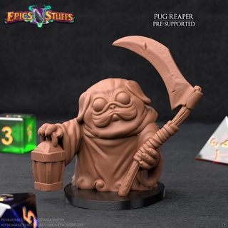 pug reaper 1b miniature - pre-supported epics n stuffs cute dog dragons dungeons fantasy player boardgame tabletop doge dnd pathfinder ttrpg 5e dogfolk epicsnstuffs 3d print model - Mito3D