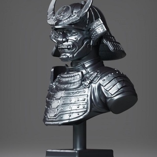 samurai retrato Garawak ventilador arte bustos escultura personagem 3d print model - Mito3D