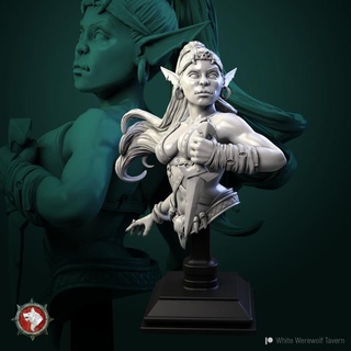 goblin thief bust pre-supported white werewolf tavern Tabletop Characters & Creatures Fantasy Universe Fan Art Busts female busts 3d print model - Mito3D