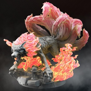 coda fuoco Volpe kyubiko dm scorta tavolo personaggi creature fantasia universo giapponese mostro mitologia elementare naruto spirito dnd mythos 5e 3d print model - Mito3D