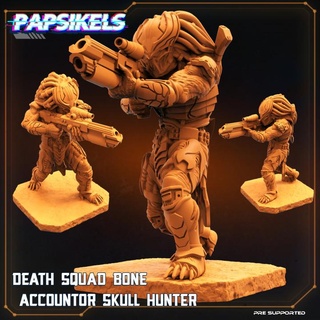 death squad bone accountor skull hunter papsikels miniatures Tabletop Characters & Creatures Sci-Fi Universe rifle dead skullhunter 3d print model - Mito3D