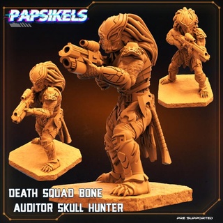death squad bone auditor skull hunter papsikels miniatures Tabletop Characters & Creatures Sci-Fi Universe rifle 3d print model - Mito3D