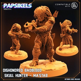 desonrado sangue ruim caçador caveiras mastab papsikels miniaturas tampo mesa personagens criaturas Sci Fi universo crânio predador opr 3d print model - Mito3D