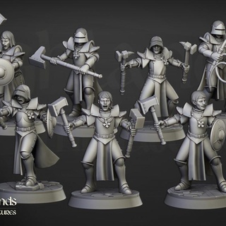 sisters saint helena - highlands miniatures Tabletop Characters & Creatures Fantasy Universe battle guns pistol hammer holy wargame dnd warriors skirmish nun brotherhood warband nuns sisterhood 3d print model - Mito3D