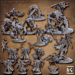 slathaai house mora complete set - 38 artisan guild Tabletop Characters & Creatures Fantasy Universe dragons dungeons fantasy mini rpg depth miniature mind tabletop cthulhu one supports wargame dnd underdark ttrpg flayer presupported supported 3d print model - Mito3D