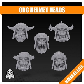 orc capacete cabeças bits malicioso mini's cabeça kit modular ork sci fi espaço jogos guerra ww1 expansão 3d print model - Mito3D