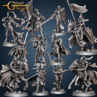 female knights - full june release galaad miniatures Tabletop Characters & Creatures Fantasy Universe armor dragon fighter girl human knight mini plate roleplay rpg shield sword warrior woman miniature tabletop wargame dungeon 3d print model - Mito3D
