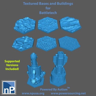 Battletech bâtiments bases pack 2 égal institut table accessoires 3D imprimable terrain Sci bâtiment scifi base 6mm 8mm adeptus titanicus 3d print model - Mito3D