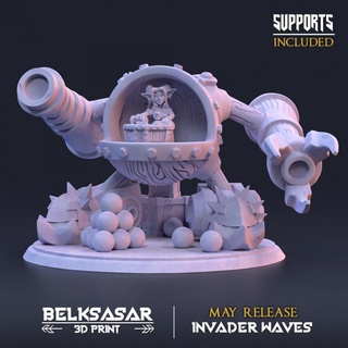 goblin deep sea dreadgnought belksasar 3dprint Tabletop Characters & Creatures Fantasy Universe Vehicles Machines belt boots fantasy gripper machine war weapon woman wood fire clamp cannon boardgames mechanic arm dnd 32mm powerfull cannonball 3d print model - Mito3D