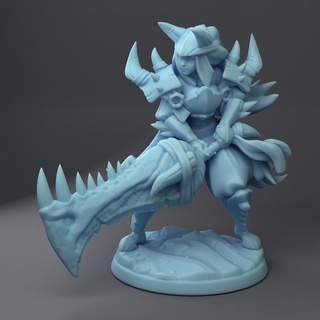 tarrasque hunter twin goddess miniatures armor barbarian female fighter human monster sword ranger 3d print model - Mito3D
