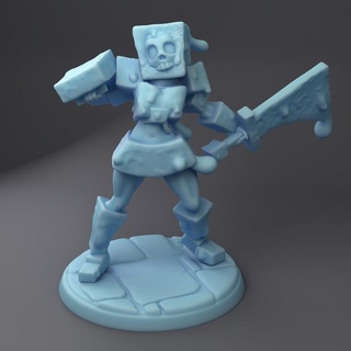 gelatinous cube hunter - female twin goddess miniatures fighter monster ranger slime 3d print model - Mito3D