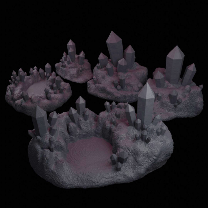 sorrow abyss crystals set led tealight custom miniature maker Tabletop 3D Printable Terrain Fantasy 40k dragon fantasy terrain wargames wargaming warhammer mine crystal dungeonsanddragons tabletop minis dungeon cave dnd pathfinder gloomhaven aos ttrpg 5e presupported lair light-up 3D print model - Mito3D
