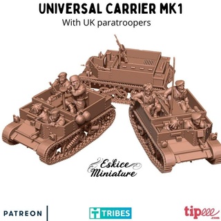 universal carrier uk paratroopers - 28mm eskice miniature aron Tabletop Characters & Creatures Historical Universe Vehicles Machines action bolt figurine transport vehicle mk1 wargame paratrooper 1 72 3d print model - Mito3D