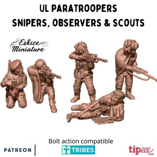 snipers & observers uk paratroopers - 28mm eskice miniature aron Tabletop Characters Creatures Historical Universe action bolt figurine sniper ww2 wargame paratrooper tireur d' lite 3d print model - Mito3D