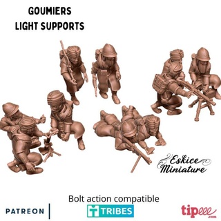 goumiers lumières soutiens 28mm eskice miniature table personnages créatures historique univers action boulon figurine soldat français ww2 jeu guerre mortier fran ais 1 72 goumier hmg chauchat 3d print model - Mito3D