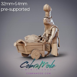 nurma cavy capybara cook pre-supported cobramode Tabletop Characters & Creatures Fantasy Universe female fish woman octopus cart chef npc supported taven 3d print model - Mito3D