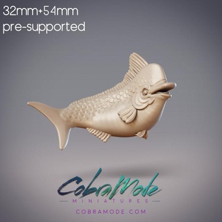 pot belly vagem peixe pre supported cobramode tampo mesa personagens criaturas fantasia universo fofa golfinho atum apoiado 3d print model - Mito3D
