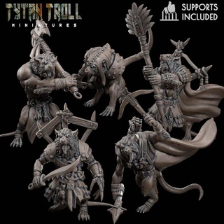ratman pack pre-supported tytantroll miniatures dragons dungeons fantasy giant scale minis dnd 32mm skaven rats 3d print model - Mito3D