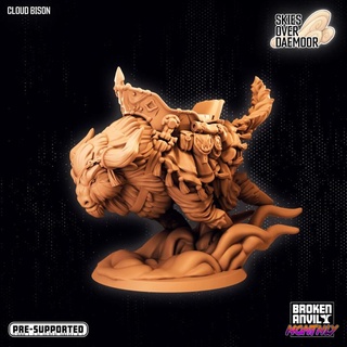 Himmel daemoor Wolke Bison gebrochen Amboss Miniaturen Tischplatte Zeichen Kreaturen Fantasie Universum Steampunk Piraten dnd Büffel Tischspiele Sattel ttrpg 3d print model - Mito3D