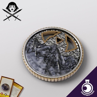 mountaineer's coin props&beyond Props & Cosplay accessory ancient card dragons dungeons epic fantasy gaming gift item master medieval prop roleplay rpg toy warhammer magic cosplay props supportless tabletop puzzles currency real mountain beyond size d&d dnd dm mountains 5e stat representation gm gamemaster wondrous in-game 3d print model - Mito3D