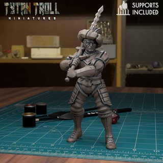 mercenary landsknecht soldier 05 pre-supported tytantroll miniatures army dragons dungeons fantasy mini scale german dnd merc 32mm gloomhaven frosthaven landschneckt 3d print model - Mito3D