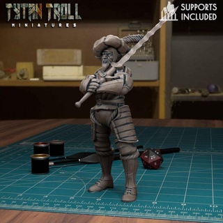 mercenary landsknecht soldier 06 pre-supported tytantroll miniatures army dragons dungeons fantasy mini scale german dnd merc 32mm gloomhaven frosthaven landschneckt 3d print model - Mito3D