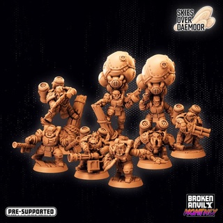 skies daemoor - dwarves pack broken anvil miniatures Tabletop Characters & Creatures Fantasy Universe steampunk balloon dwarf tabletop pirates dnd tabletopgames ttrpg 3d print model - Mito3D