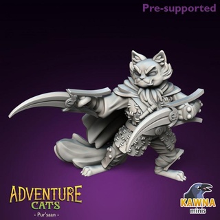 lados pícaro gato hembra Kawna minis mesa caracteres criaturas fantasía universo asesino veneno Tabaxi Katar 3d print model - Mito3D