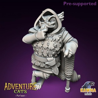 pur'saan rogue cat - male kawna minis Tabletop Characters & Creatures Fantasy Universe mace bandit theif tabaxi 3d print model - Mito3D