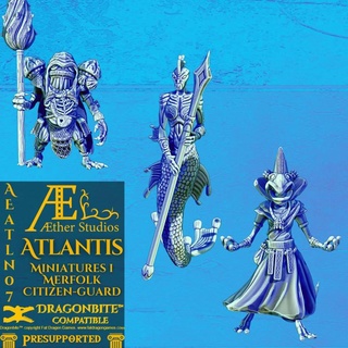 aeatln07 Atlantis miniaturas 1 Merfolk citizen guard éter estudios mesa caracteres criaturas fantasía universo pez Oceano mar aetherstudios océano 3d print model - Mito3D