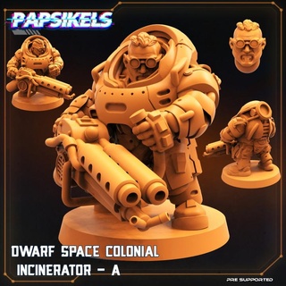 dwarf space colonial incinerator - papsikels miniatures burn flame 3d print model - Mito3D