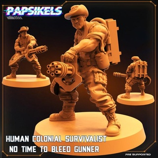 human colonial survivalist time bleed gunner papsikels miniatures minigun gunner  3d print model - Mito3D