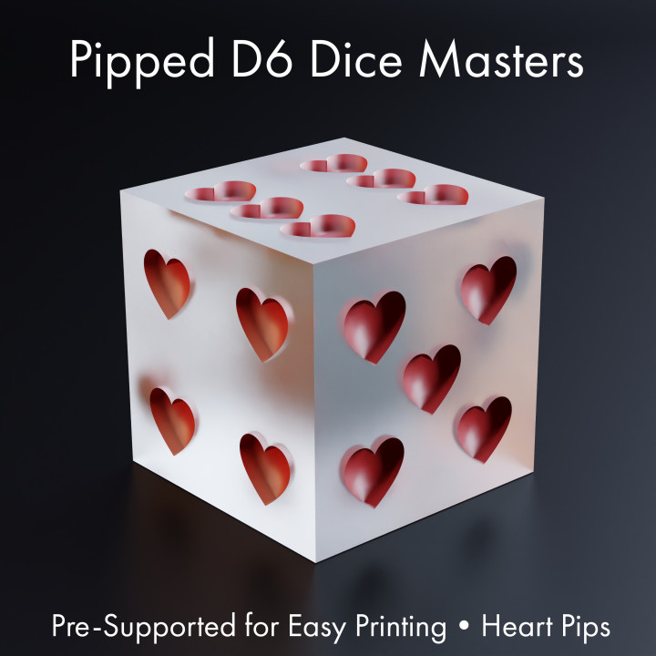 zar ustalar sharp edged kalp tırtıklı d6 pre supported Argentrose masaüstü Aksesuarlar masa oyunları rol yapma oyunu dicemasters keskin anadiceset sormak 3D print model - Mito3D