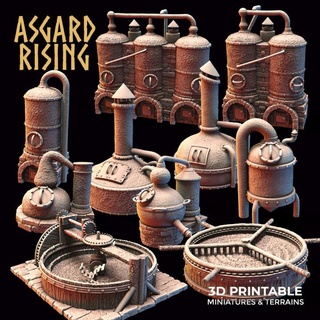 dwarven distillery brewery terrain pre-supported asgard rising miniatures 3d printable stl cover fantasy hobby rpg props miniature objective resin obstacle diorama dnd tabletopgames rpggames asgardrising fantasygames 3d print model - Mito3D