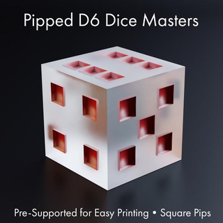 dice masters - sharp-edged square pipped d6 - pre-supported theargentrose  Tabletop Tabletop accessories dice boardgames roleplaying tabletop d6 roleplayinggames dicemasters sharpdice pipped masterdiceset diydice  3d print model - Mito3D