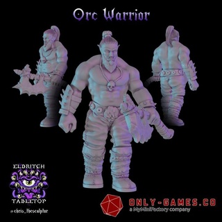 orc guerrier eldritch table personnages créatures fantaisie univers hache barbare combattant lutin soldat chef militaire 3d print model - Mito3D