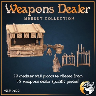 weapons dealer market stall world forge miniatures Tabletop 3D Printable Terrain Fantasy blacksmith fantasy terrain store dnd scenery vendor seller 3d print model - Mito3D