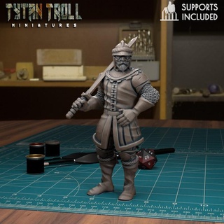 mercenary landskencht 2 soldier 03 pre-supported tytantroll miniatures army dragons dungeons fantasy mini scale german dnd merc 32mm gloomhaven frosthaven landschneckt 3d print model - Mito3D