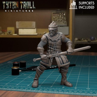 mercenary landskencht 2 soldier 06 pre-supported tytantroll miniatures army dragons dungeons fantasy mini miniatures scale soldier german dnd merc 32mm mercenary gloomhaven frosthaven landschneckt  3d print model - Mito3D
