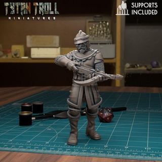 mercenary landsknecht 2 soldier 08 pre-supported tytantroll miniatures army dragons dungeons fantasy mini scale german dnd merc 32mm gloomhaven frosthaven landschneckt 3d print model - Mito3D